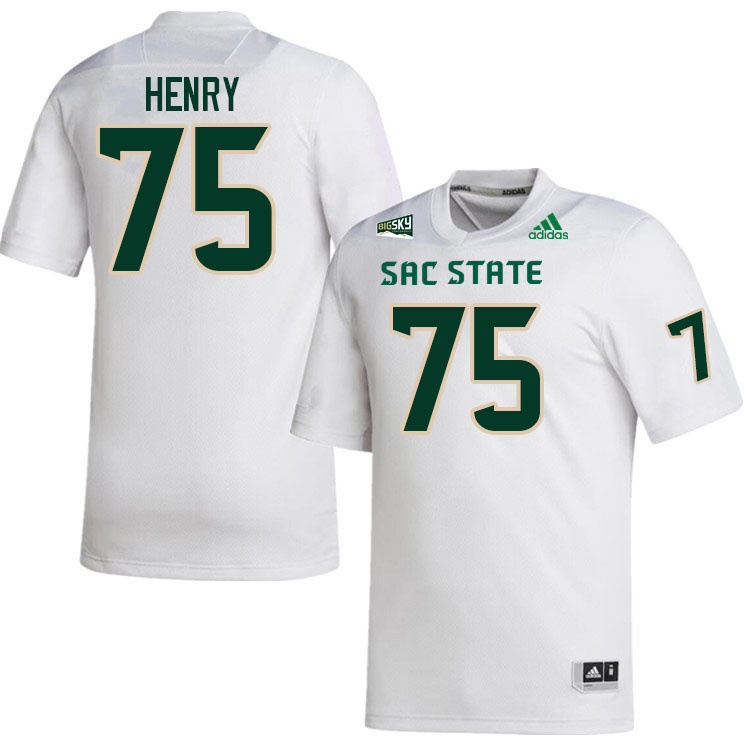 Sacramento State Hornets #75 Tyler Henry College Football Jerseys Stitched Sale-White